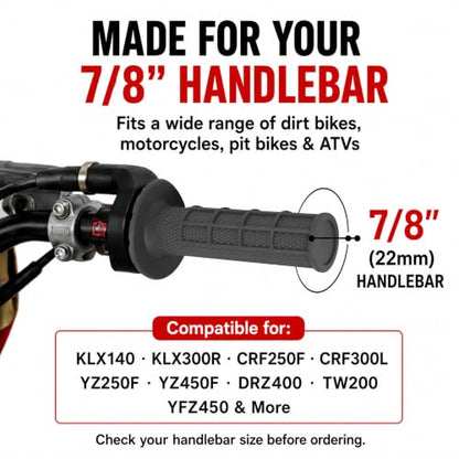 Motorcycle Lock-on Grips 7/8”Handlebar Handle Gray - color: gray