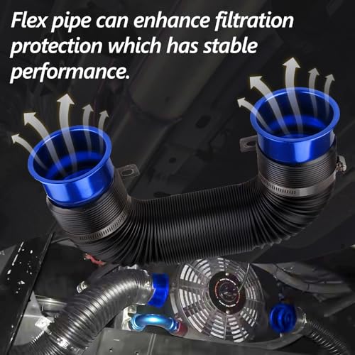 BARTOO 3" Turbine Intake Pipe Adjustable Cold Air Intake Pipe Tube Blue - color: Blue