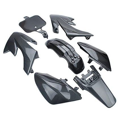 Plastic casing Simulated carbon fiber surface Fairing Body Kits+Tall Foam Seat For CRF50 XR50 Pit Dirt Trail Bike 50-125cc SSR Atomik Thumpstar Kayo Pitster mini motorcycle