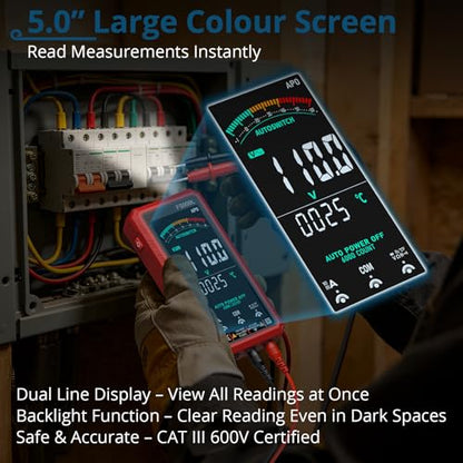 6000 Counts Smart Digital Multimeter,USB Rechargeable,Color LCD Screen