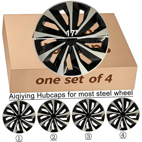 17 inch Hubcaps ABS Replacement for Steel Wheel（Non-Alloy） Snap-on Set of 4 - color: TT-Silver-Black, size: 17-inch