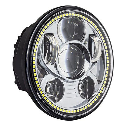 Eagle Lights 8900CG3H-SCOUT Indian Scout Motorcycle Headlight with White Halo Ring, Fits 2015+ Scout 60, Scout and Bobber, Chrome - color: Chrome with Halo Ring
