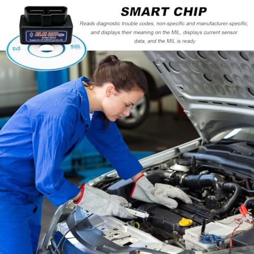 2 PCS ELM327 OBDII Car Auto Diagnostic Scanner, Professional Mini Bluetooth Scan Tool Engine Fault Code Reader, Wireless Failure Detector Interface Adapter for Most OBD II Vehicles (Black) - color: Black, 2 PCS
