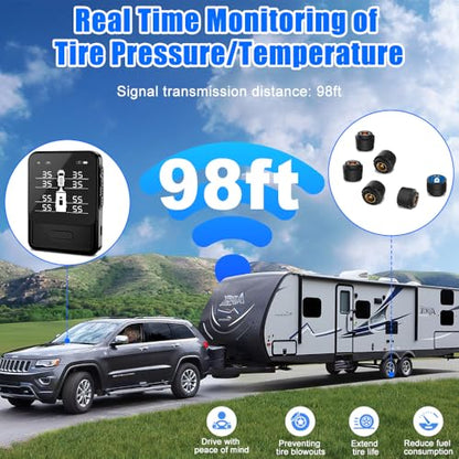 RV Tire Pressure Monitoring System TPMS w/8 Sensors(0-108 PSI) - size: 8 Sensors