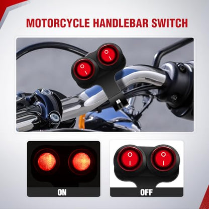 Nilight Motorcycle Handlebar Switch 12V Dual Push Button 22mm Waterproof - color: Motorcycle Handlebar Switch-Dual Control