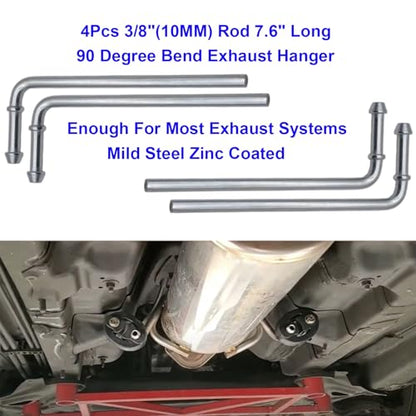 16PCS Exhaust Hanger 3/8"(10MM) Mild Steel Zinc Coated Rod Rubber Mount Set - size: 16PCS Exhaust Hanger Rod With Rubber