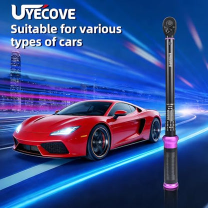 3/8" Inch Drive Click Torque Wrench 10-110 FT-LB/13.6-149.2N.M, ±3% Accuracy, Dual-Direction Click Professional Torque Wrench, Dual Range Scales Graduated in FT.LB and N.M, Purple - size: 3/8" 10-110 FT.LB(Purple)