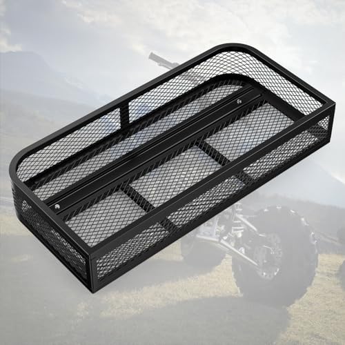 Nilight ATV Front Cargo Basket, 17" W x 36" L x 6.3" H Racks and Baskets with Steel Mesh Frame, Heavy Duty ATV Storage Cargo Box Attachments for Luggage Carrier - color: ATV Front Cargo Basket