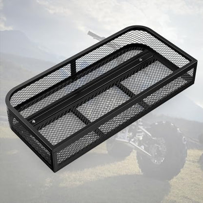 Nilight ATV Front Cargo Basket, 17" W x 36" L x 6.3" H Racks and Baskets with Steel Mesh Frame, Heavy Duty ATV Storage Cargo Box Attachments for Luggage Carrier - color: ATV Front Cargo Basket