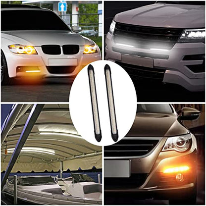 2Pcs Flexible Daytime Running Light Strip Headlight Sequential Turn Signal - size: 9.25 inches