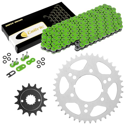 Caltric Green O-Ring Drive Chain and Sprockets Kit Compatible with Kawasaki ZX-6R ZX-6Rr Ninja 98-04 Green