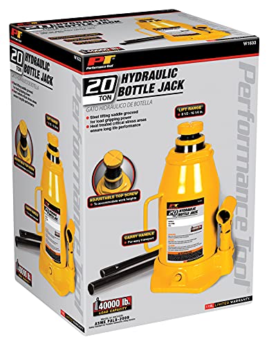 Performance Tool W1633 20 Ton Heavy Duty Hydraulic Bottle Jack - size: 20-Ton - Standard