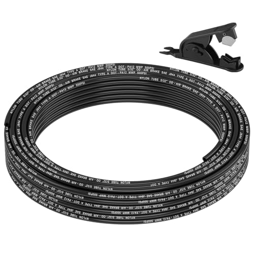 5/32" DOT Air Line, 50FT SAE J844 PA12 Nylon Air Tubing with Cutter - size: 5/32" OD 50FT