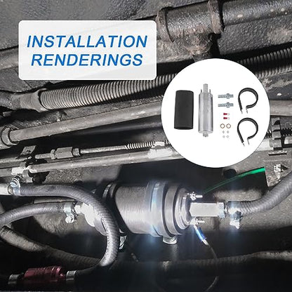 High Flow Pressure External Inline 255LPH Fuel Pump With Installation Kit Replacement For GSL392 400-939 Universal