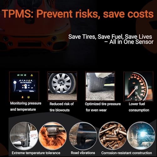 TPMS Sensor Compatible with Mercedes-Benz, AMG, Smart, and Freightliner Sprinter – 433MHz Tire Pressure Monitoring System – Replaces #A0009050030, A0009057200, A0009053907, A0009054204 (4 Packs)