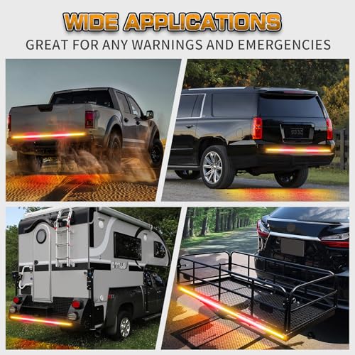 XRIDONSEN 60 inch Tailgate Strobe Lights Strip Red Amber Strobe Lights - color: Amber/Red