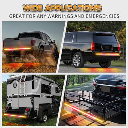 XRIDONSEN 60 inch Tailgate Strobe Lights Strip Red Amber Strobe Lights - color: Amber/Red