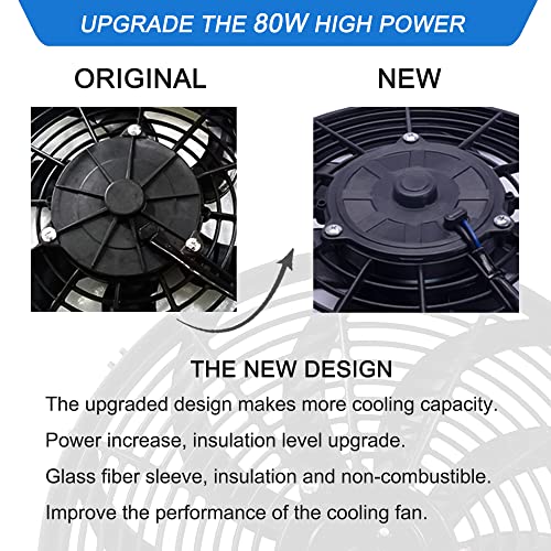 10" inch Electric Cooling Radiator Fan Assembly Reversible Push or Pull Universal Slim 12V Mounting Kit Black - style: 10" Curved