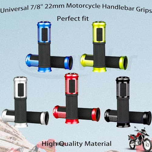 Universal Motorcycle Handlebar Grips Fits for Motorcycles with 7/8" Left Grip and 1" Right. - color: Silver