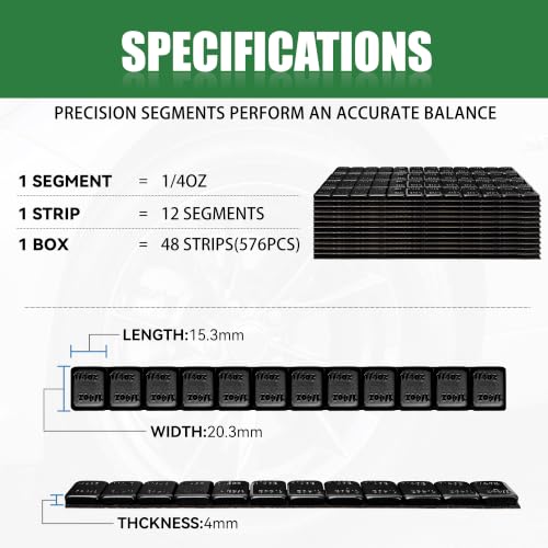 1/4 oz Stick On Wheel Weights 576pcs Easy Peel Black - color: Black, size: 0.25oz-576PCS