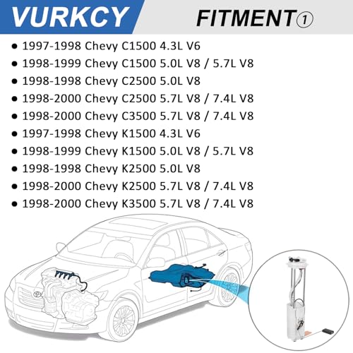 Vurkcy Electric Fuel Pump Module Assembly Fit for 1997-2000 Chevrolet & GMC