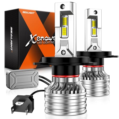 SEALIGHT H4 Bulbs, 120,000LM 17X Brightness, 9003 HB2 H4 6500K Cool White LED Bulbs, IP68 Waterproof 80000Hrs Lifespan, No Flickering, 1Mins Installation, Tail Light Assemblies, 2 Pack - color: White, size: H4