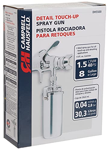 Detail Paint Sprayer Gun - Pattern and Fluid Control Handheld Sprayer w/ 8-ounce Anti-Drip Canister (Campbell Hausfeld DH550000AV) - style: Detail Paint Spray Gun