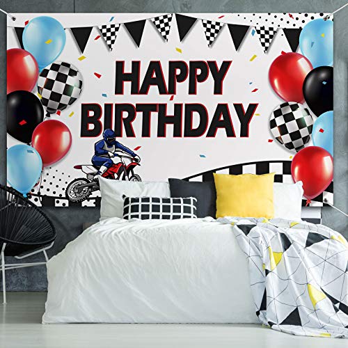 Sumind Dirt Bike Happy Birthday Banner Backdrop