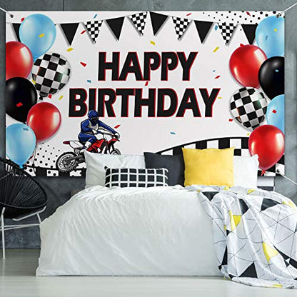 Sumind Dirt Bike Happy Birthday Banner Backdrop