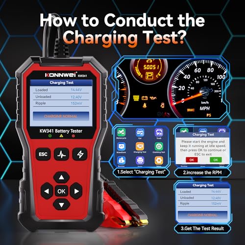 KONNWEI KW341Car Battery Tester, Automotive Cranking Charging Test - size: 8.27*6*2.36 inch