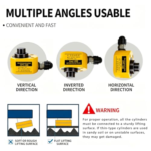 Jooptoolwook 10T Multi-Section Low Profile Hydraulic Ram Jack, 1" Stroke Portable Mini Hydraulic Lifting Cylinder for Machinery, Bridge & Construction Industry - size: 10T