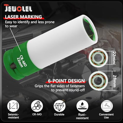22mm 1/2"Drive Wheel Protector Impact Socket, Lug Nut Impact Socket - size: 22MM
