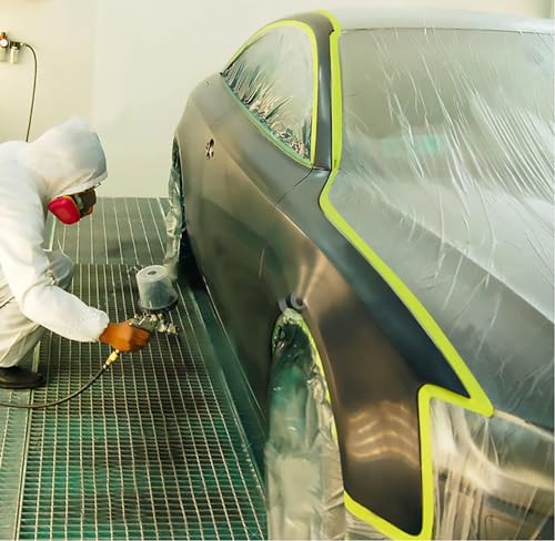 Tape and Drape Painters Tape and Plastic Film - 55in x 65ft Roll for Cars, Auto Body, Skirting and Frames