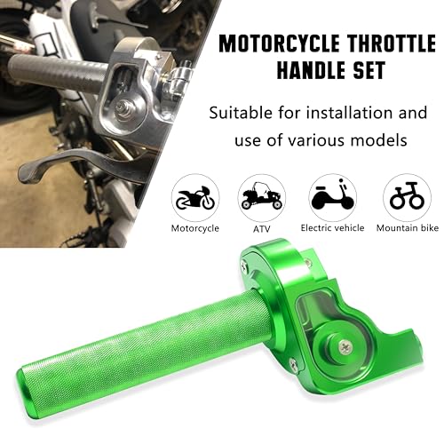 Motorcycle Throttle Assembly,7/8" Quick Twist Throttle Grips with Throttle Cable Aluminum Alloy Universal for CRF KLX SSR TTR 110 125 150 250cc Dirt Pit Bike ATV Mini Bike - color: Green
