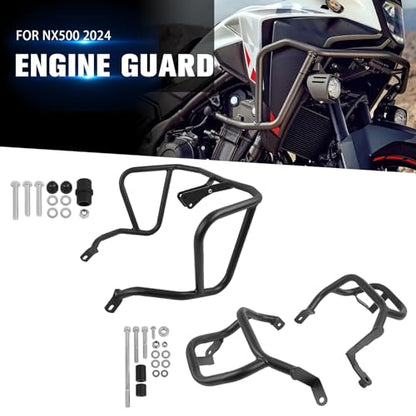 Highway Crash Bar Engine Guard Replacement for Honda NX400 NX500 NX 400 500 2024 2025 2026 Motorcycle Steel Frame Falling Protector Bars - size: upper and lower