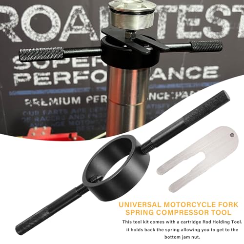 Fork Service Tool Kit, Universal Motorcycle Fork Tool with Fork Spring Compressor/Fork Oil Level Tool/Damper Rod Bleed Tool/Cleaning Towel
