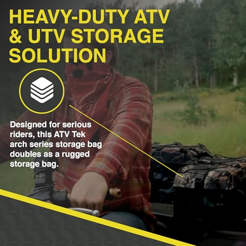 ATV Tek Arch Series Storage Bag – Heavy Duty Waterproof ATV Storage Bag with Steel Frame, 4000cu Cargo Capacity and Padded Bottom Seat & Backrest for Passenger - color: Black