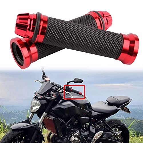 Universal 7/8" 22mm Motorcycle Handlebar Grips - Gel Rubber Compatible with Chopper, Cruiser, Street, Dirt Bike - color: Red