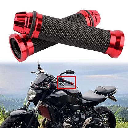 Universal 7/8" 22mm Motorcycle Handlebar Grips - Gel Rubber Compatible with Chopper, Cruiser, Street, Dirt Bike - color: Red