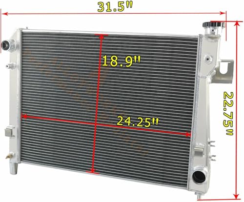 ALLOYWORKS 4 Row Aluminum Radiator For 2004-2009 Dodge Ram 1500 Ram 2500 Ram 3500 5.7L Hemi V8 Crossflow Radiator, Direct Replacement