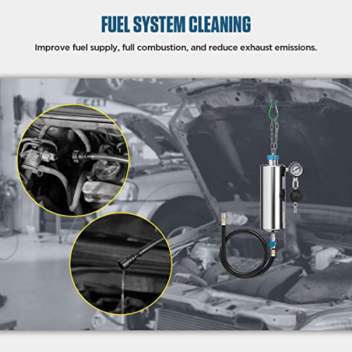 Fuel Injector Cleaner Tool Kit 1000ML 150PSI Disassembly-Free Fuel Injection System Cleaner Pressure Adjustment Fuel Injector Cleaning Machine with 20PC Adapter for Gasoline Car Throttle/Intake System