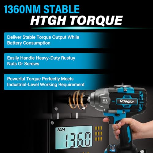 Cordless Impact Wrench 1/2" Compatible with Makita 18V Battery - color: Blue 1360n 1/2in