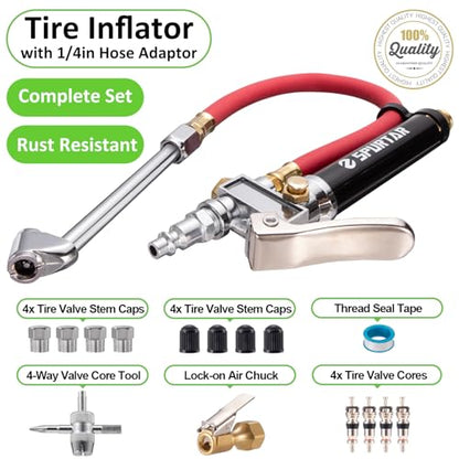 Spurtar 10-120 PSI Tire Pressure Gauge with Inflator Heavy Duty