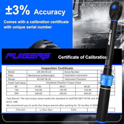 3/8" Drive Inch Pound Torque Wrench 20-240 in.lb, ±3% Accuracy, Dual-Direction 72-Tooth Small Torque Wrench Set with Extension Bar 3/8" Adapter for Bike Motorcycle Car Maintenance - size: 3/8" 20-240 in.lb - 4 Pcs