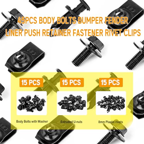 Xislet 45PCS Universal Engine Under Cover Splash Shield Guard Body Bolts - size: 45PCS