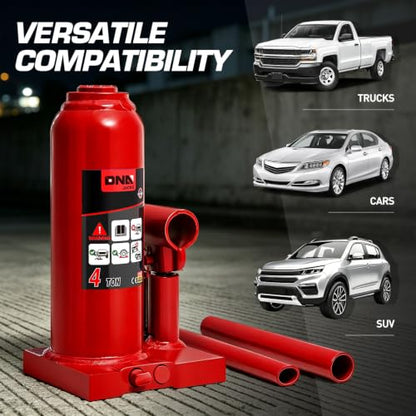 DNA Motoring 4 Ton Hydraulic Car Bottle Jack, Red, 8000 lbs Capacity - color: red, style: 4 ton