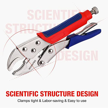 WORKPRO 3-Piece Locking Pliers Set, Heavy-Duty Cr-V Steel