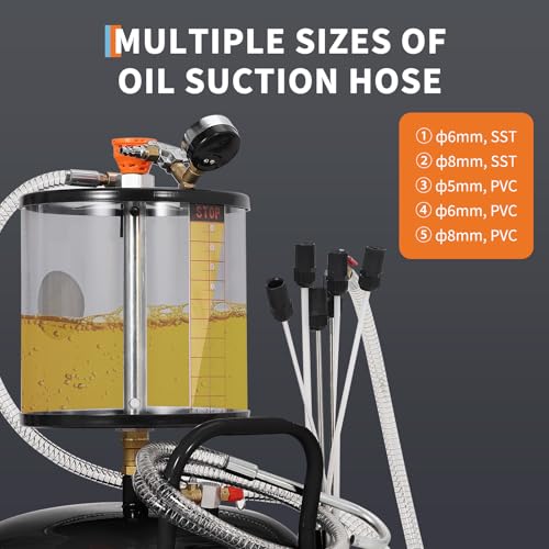 Garvee 20 Gallon Waste Oil Drain Tank, Air Operated Portable Oil Drainer with Adjustable Funnel, Fluid Fuel Transfer Drainage with Wheels, Oil Change Container for Automotive Workshops - size: 20 Gallon - Measuring Cup - Black