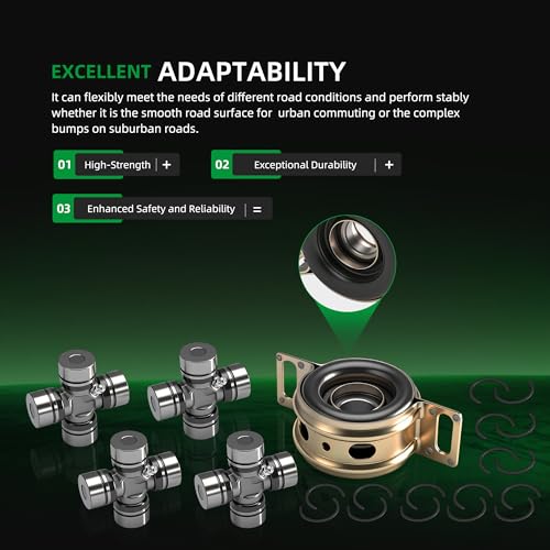 4Pcs Drive Shaft U-Joints & Center Support Bearing Kit