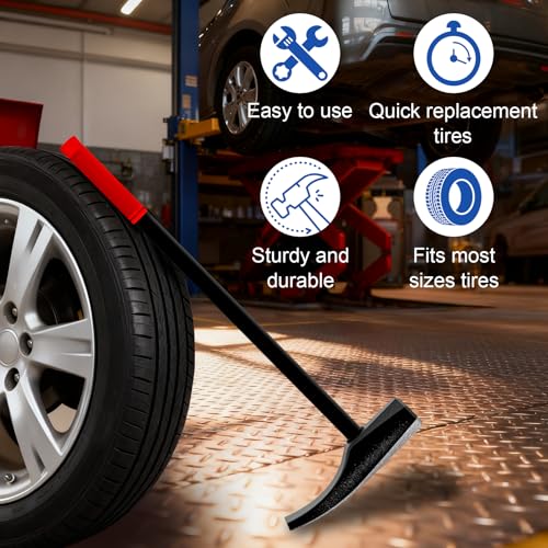 Tire Bead Breaker Tool with Tire Hammer and 2Pcs 38inch Tire Iron Bars for Tire Changing Tool Tire Changer Kit - style: Tire Hammer+L Tire Bar+L Tire Bar